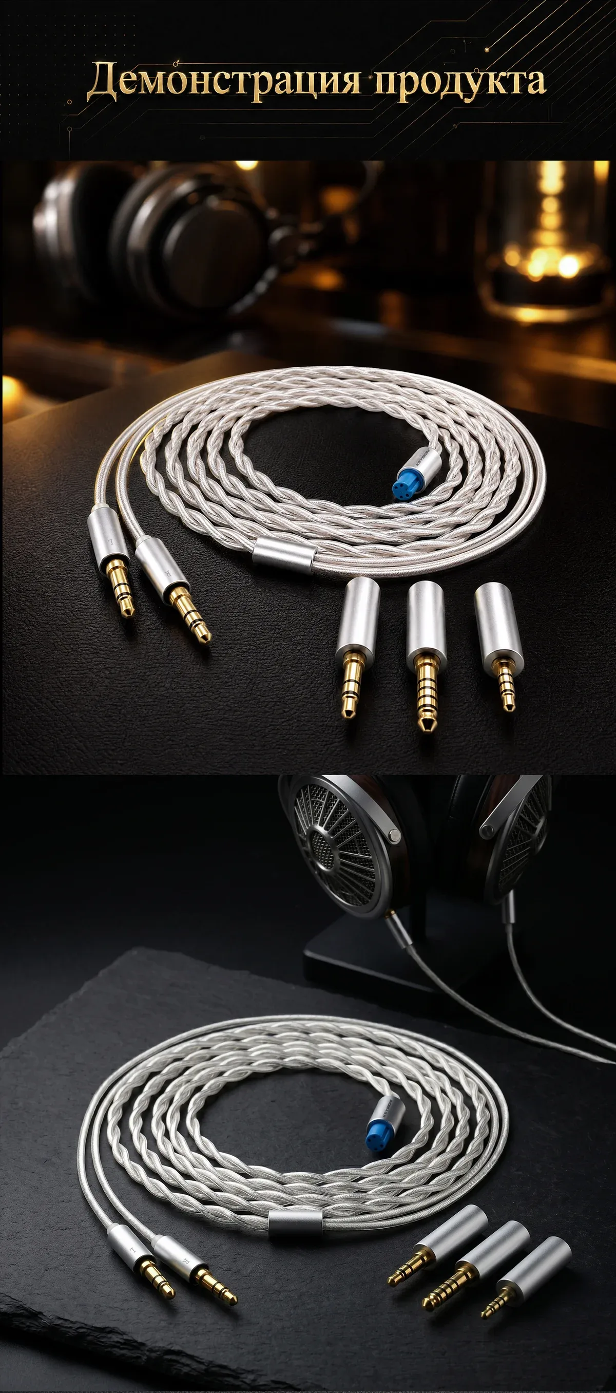 Комбинированный кабель для наушников HiFi (3-в-1) 6