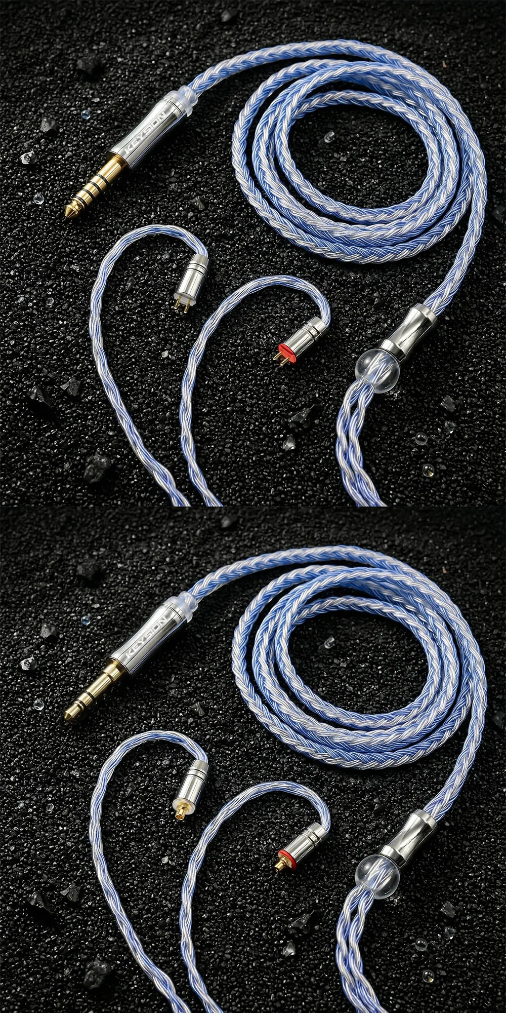24-Core Blue-Silver Mixed Braided OFC HiFi Earphone Upgrade Cable 7