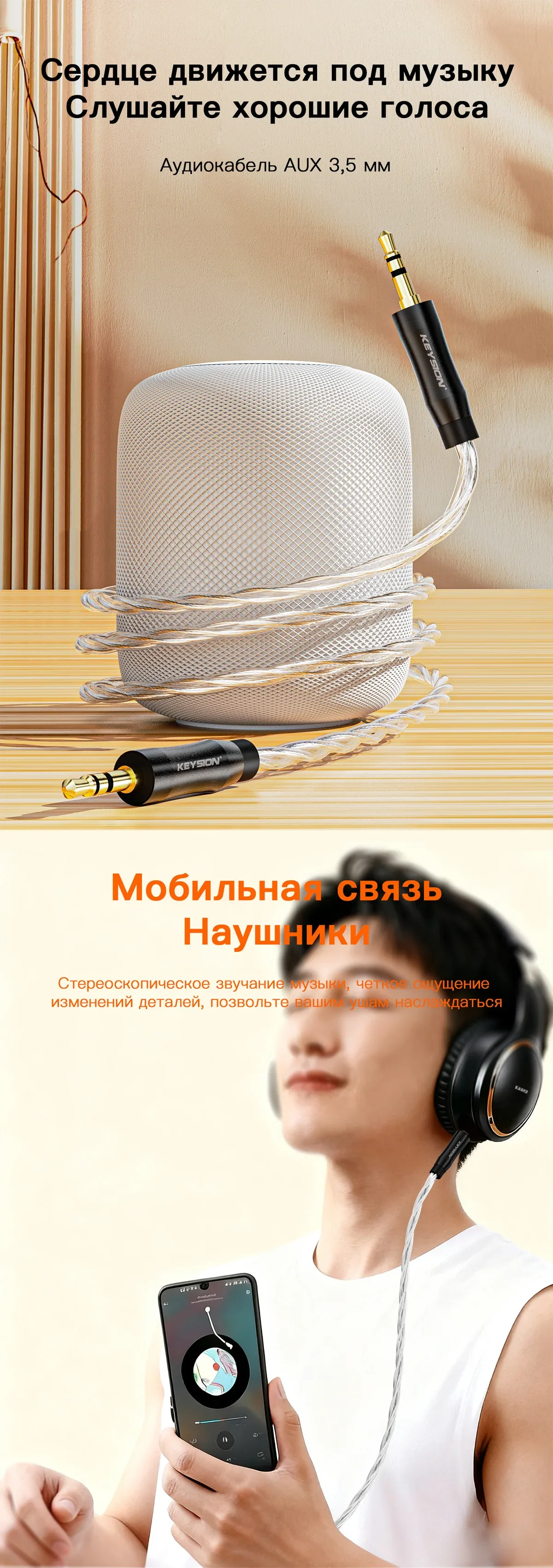HiFi-кабель AUX из посеребрённой бескислородной меди 1