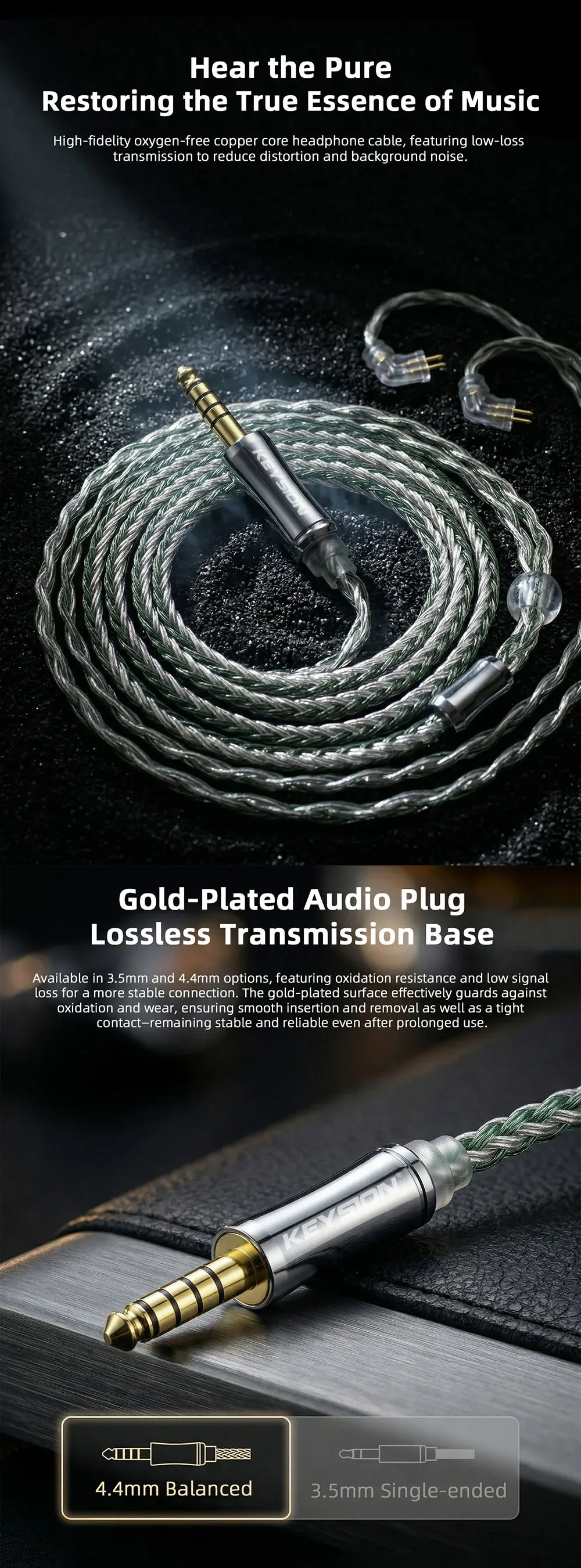 16-core Green-Silver Mixed Braided OFC HiFi Earphone Upgrade Cable 1