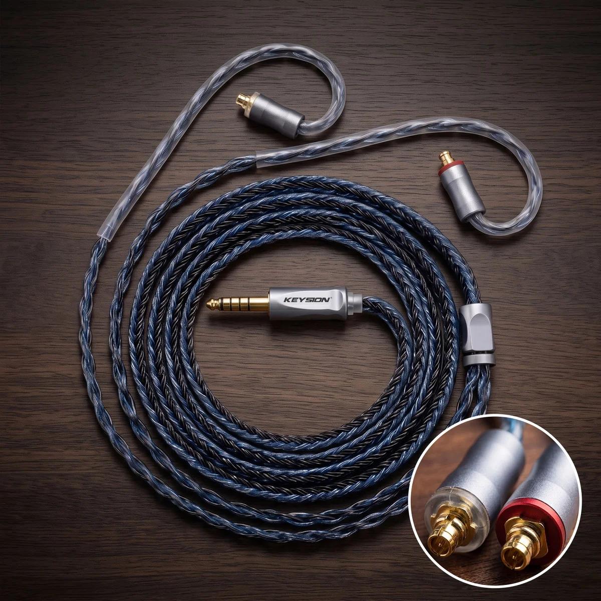 24-Core Blue-Gray Braided 5N OFC HiFi Earphone Upgrade Cable 10