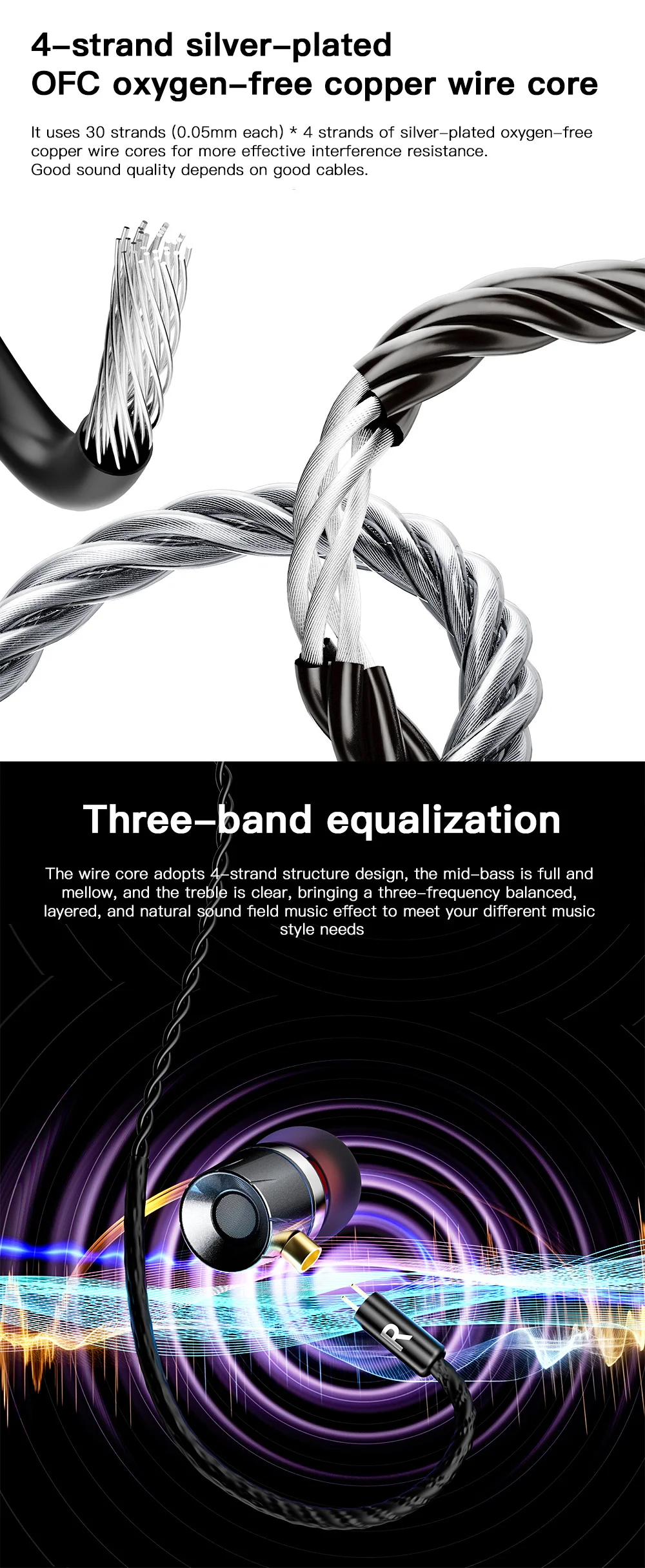 HiFi Silver-Plated OFC Headphone Upgrade Cable 2