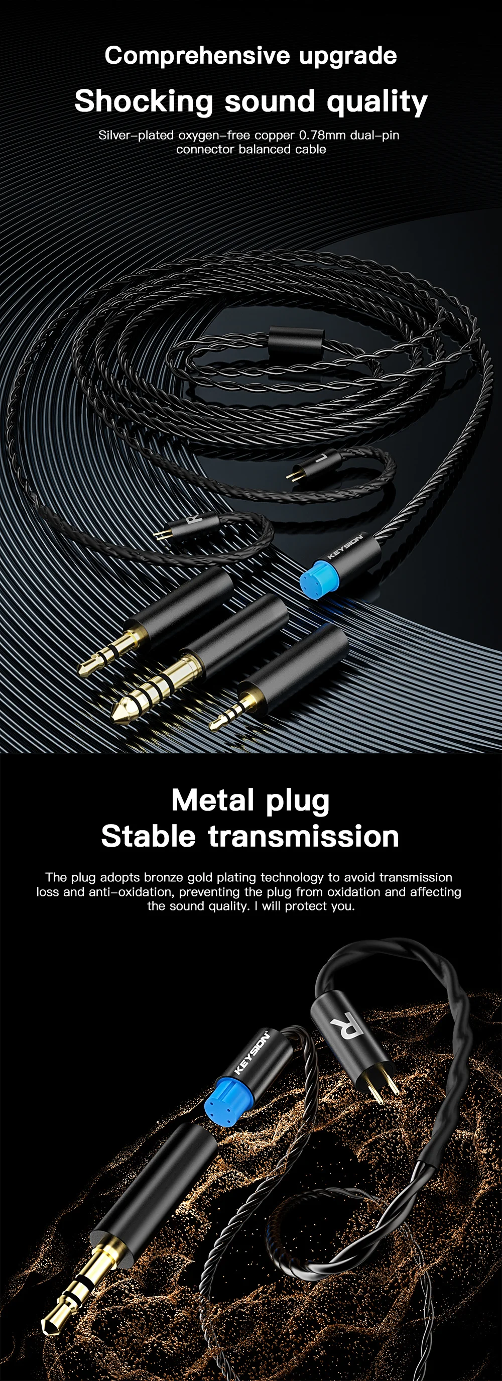 HiFi Silver-Plated OFC Headphone Upgrade Cable 1