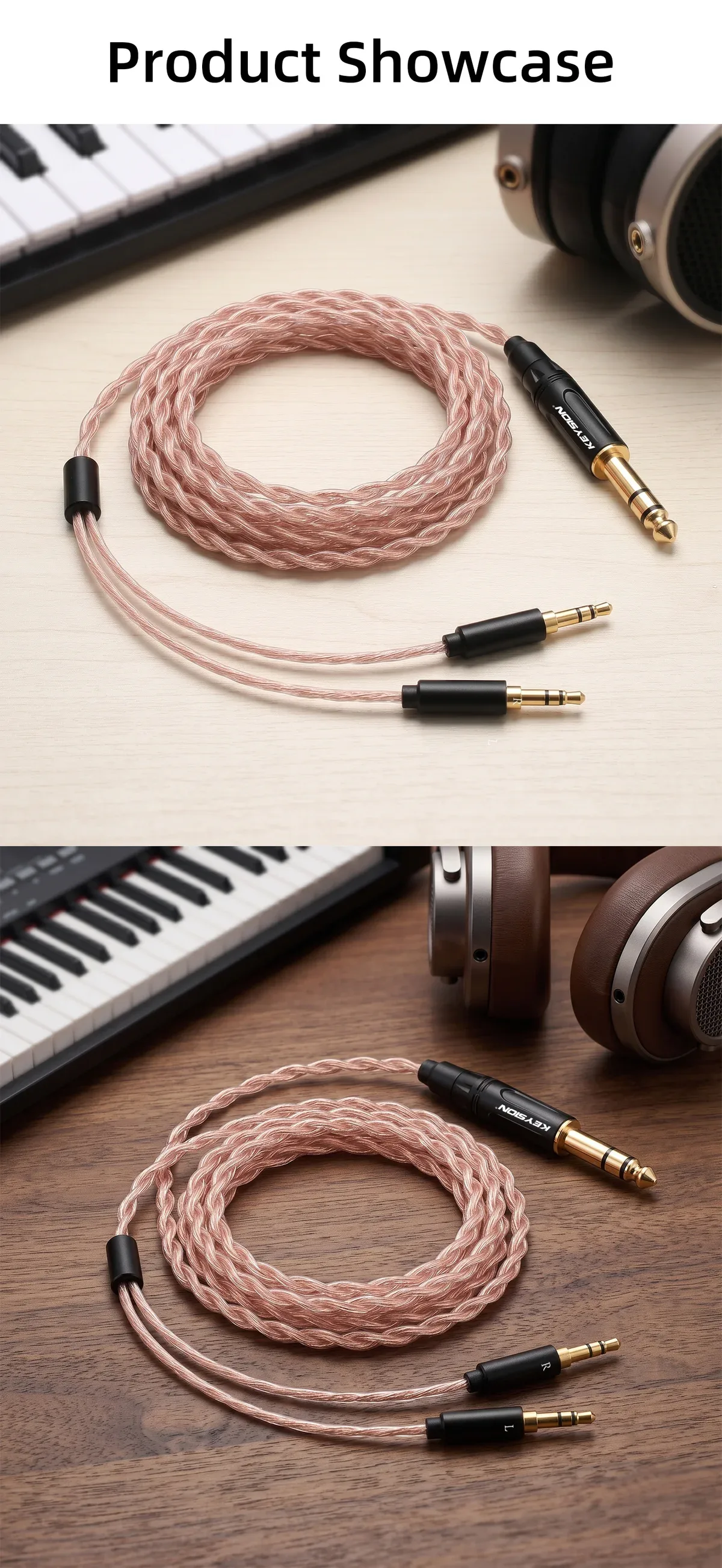 6.35mm Male to Dual 3.5mm Male HiFi Headphone Upgrade Cable 6