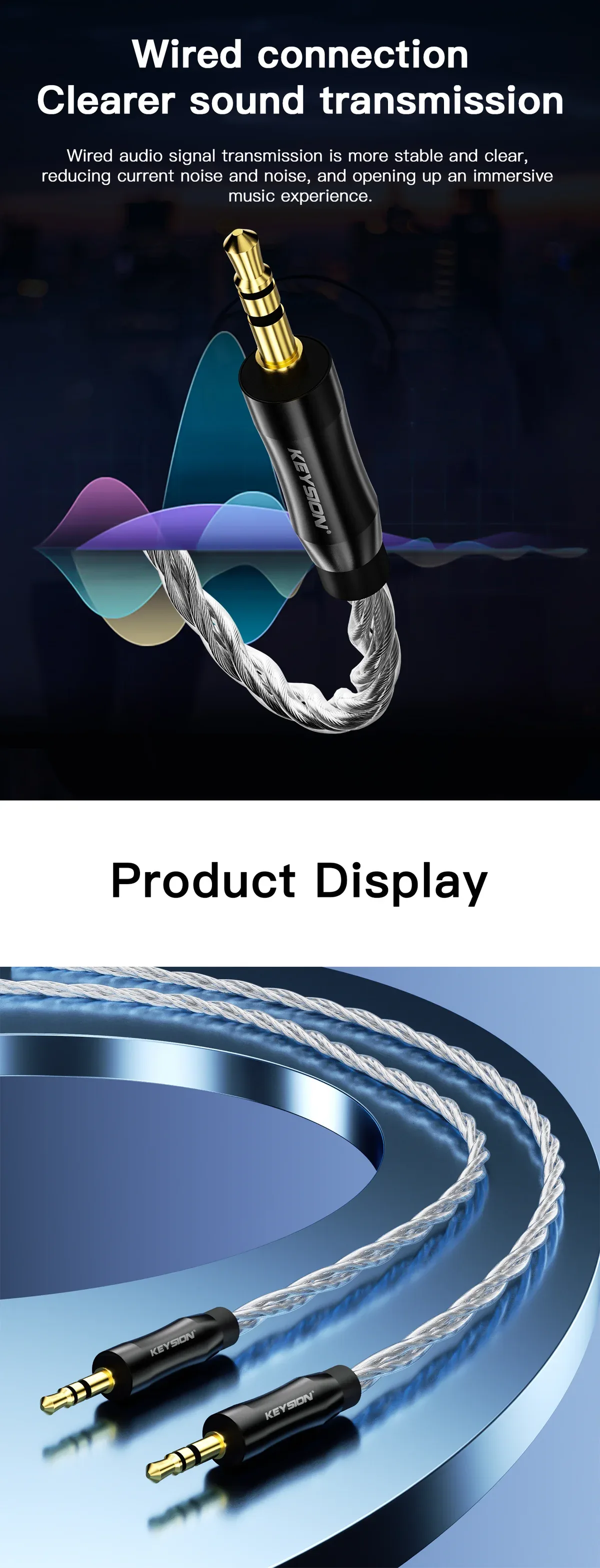 HiFi Silver-Plated OFC AUX Connection Cable 4
