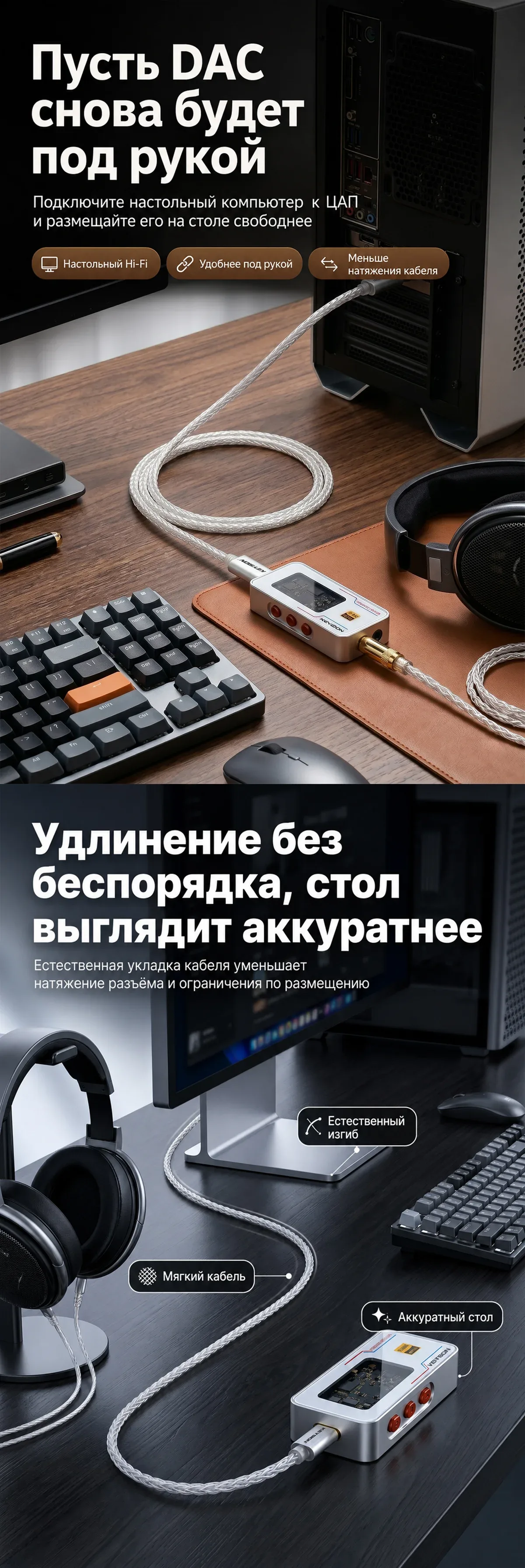 Кабель HiFi с двумя разъемами Type C, посеребренная бескислородная медь, OTG 4