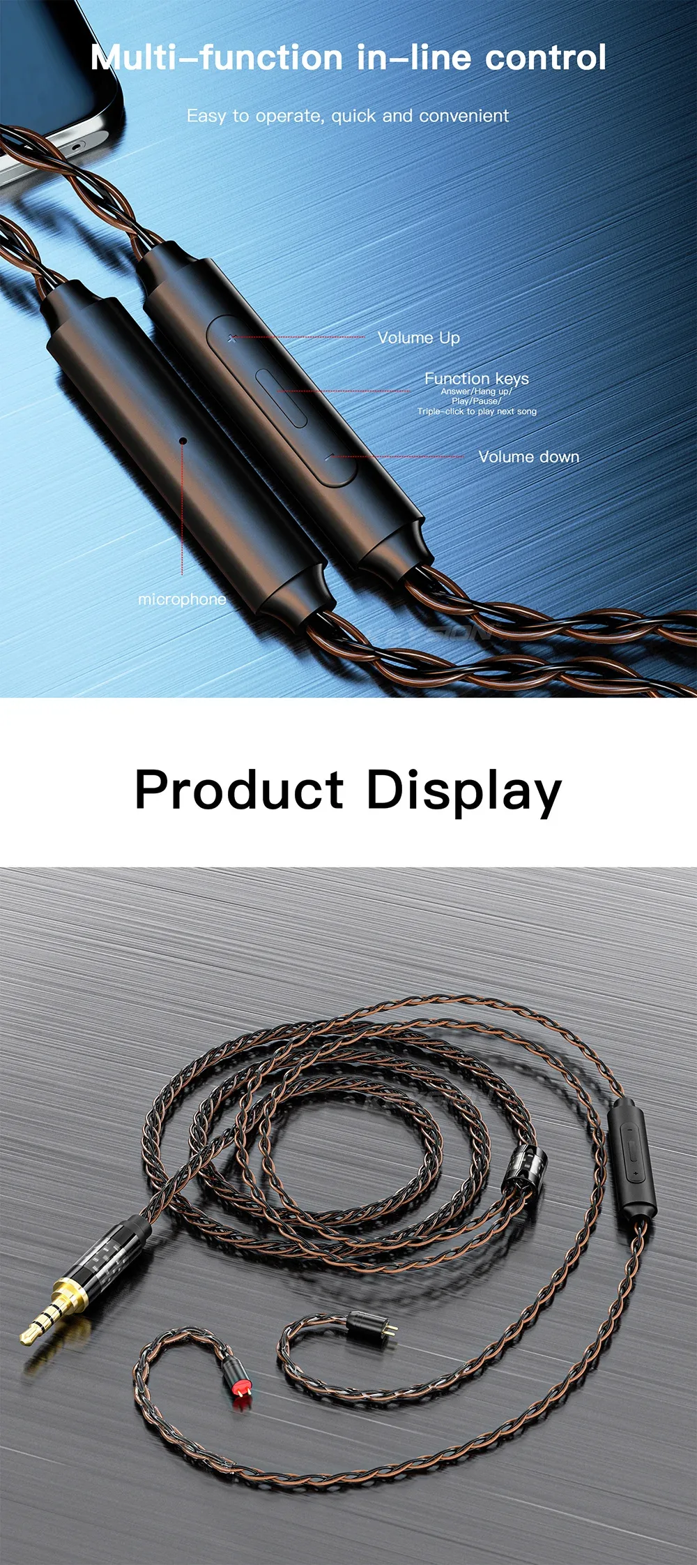 HiFi Silver-Plated OFC Headphone Upgrade Cable 4