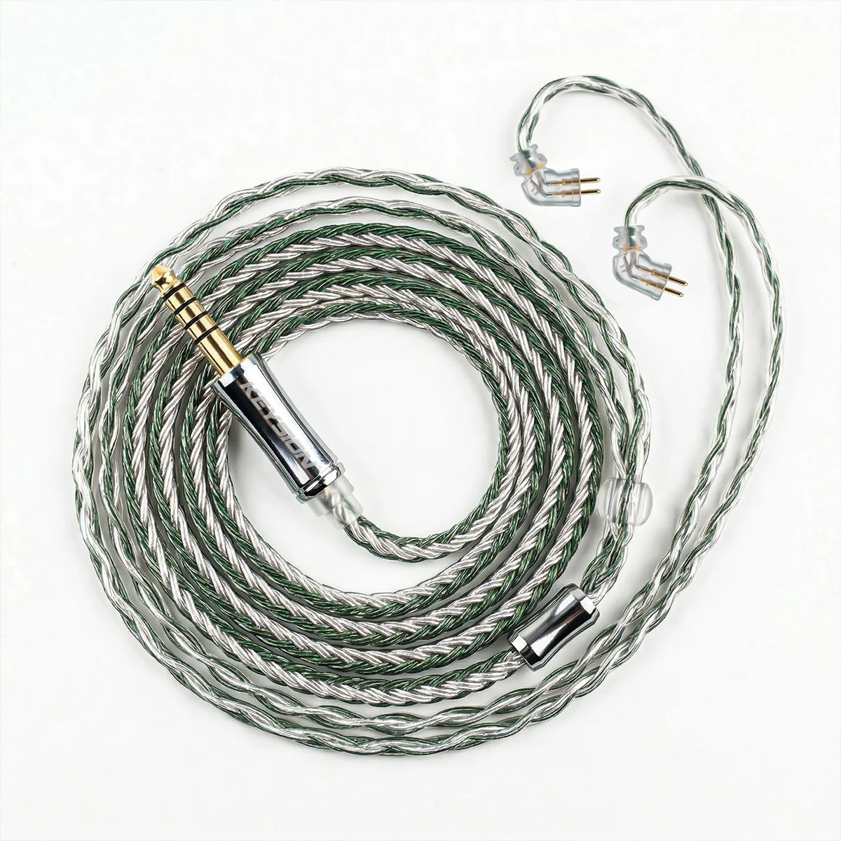 16-core Green-Silver Mixed Braided OFC HiFi Earphone Upgrade Cable