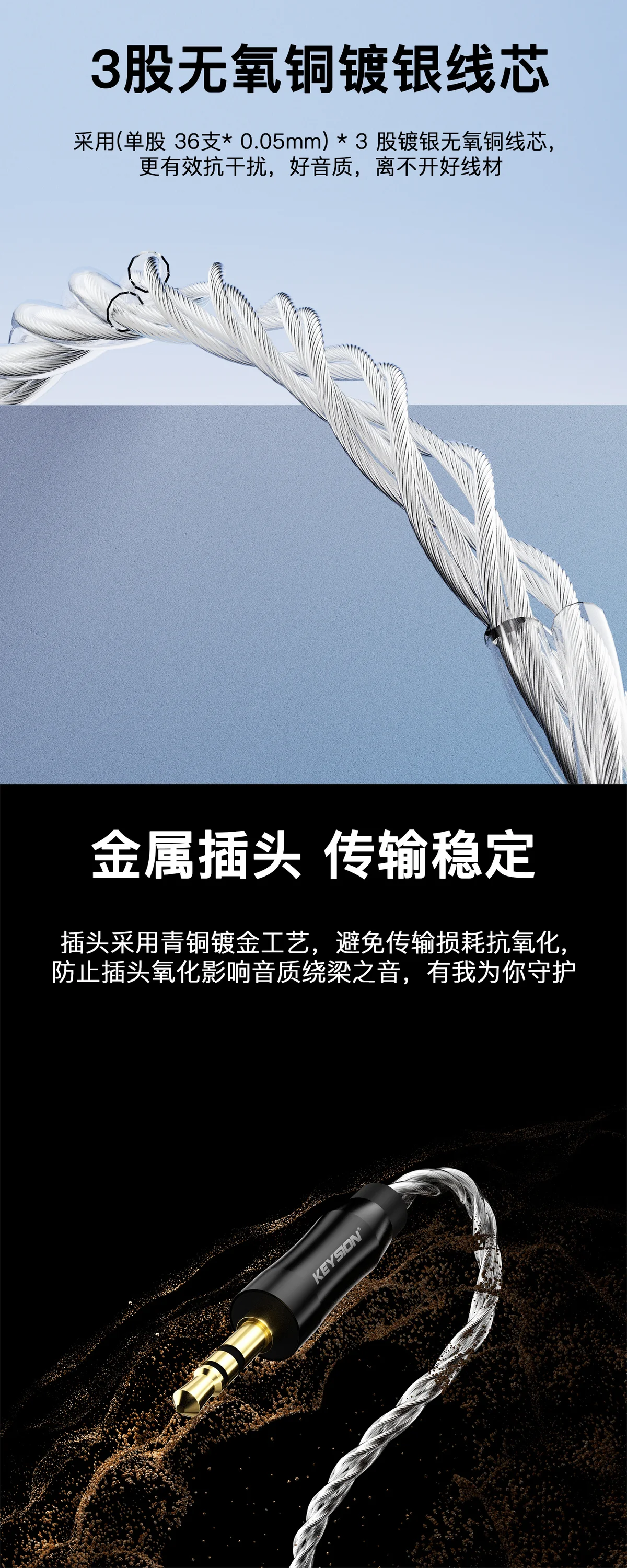 HiFi镀银无氧铜AUX连接线 3