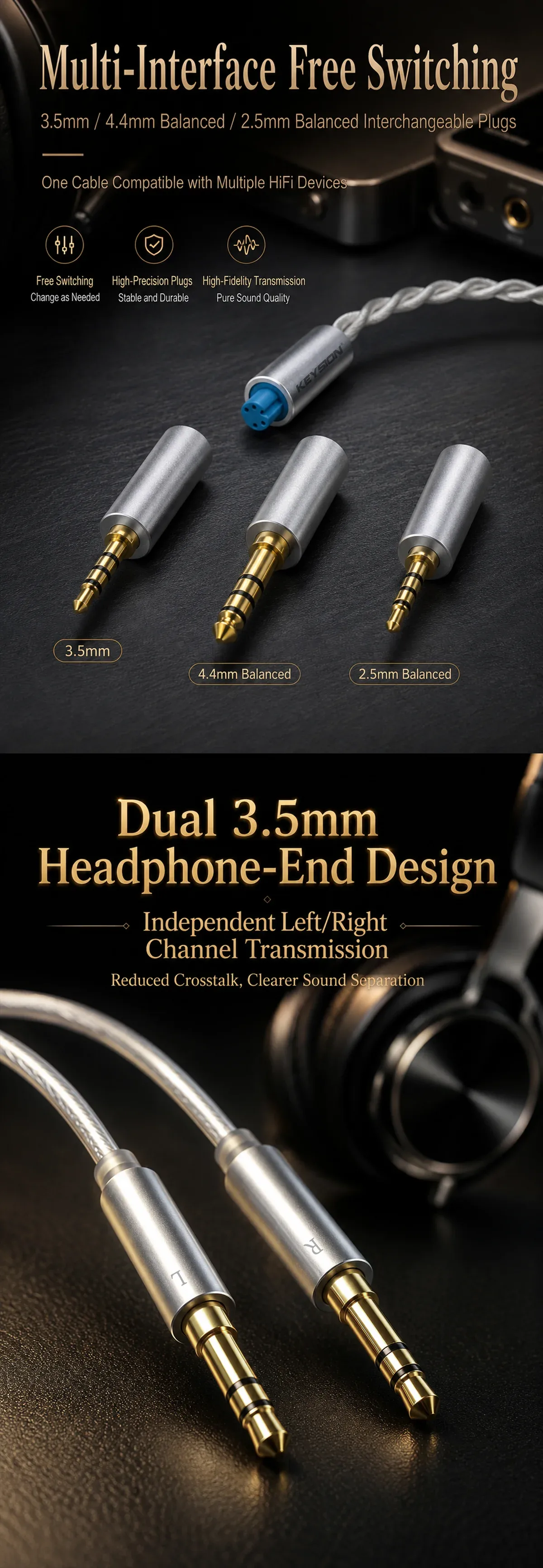 3-in-1 Headphone HiFi Upgrade Cable 2