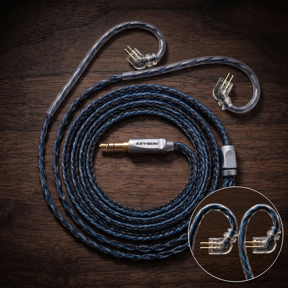 24-Core Blue-Gray Braided 5N OFC HiFi Earphone Upgrade Cable 4