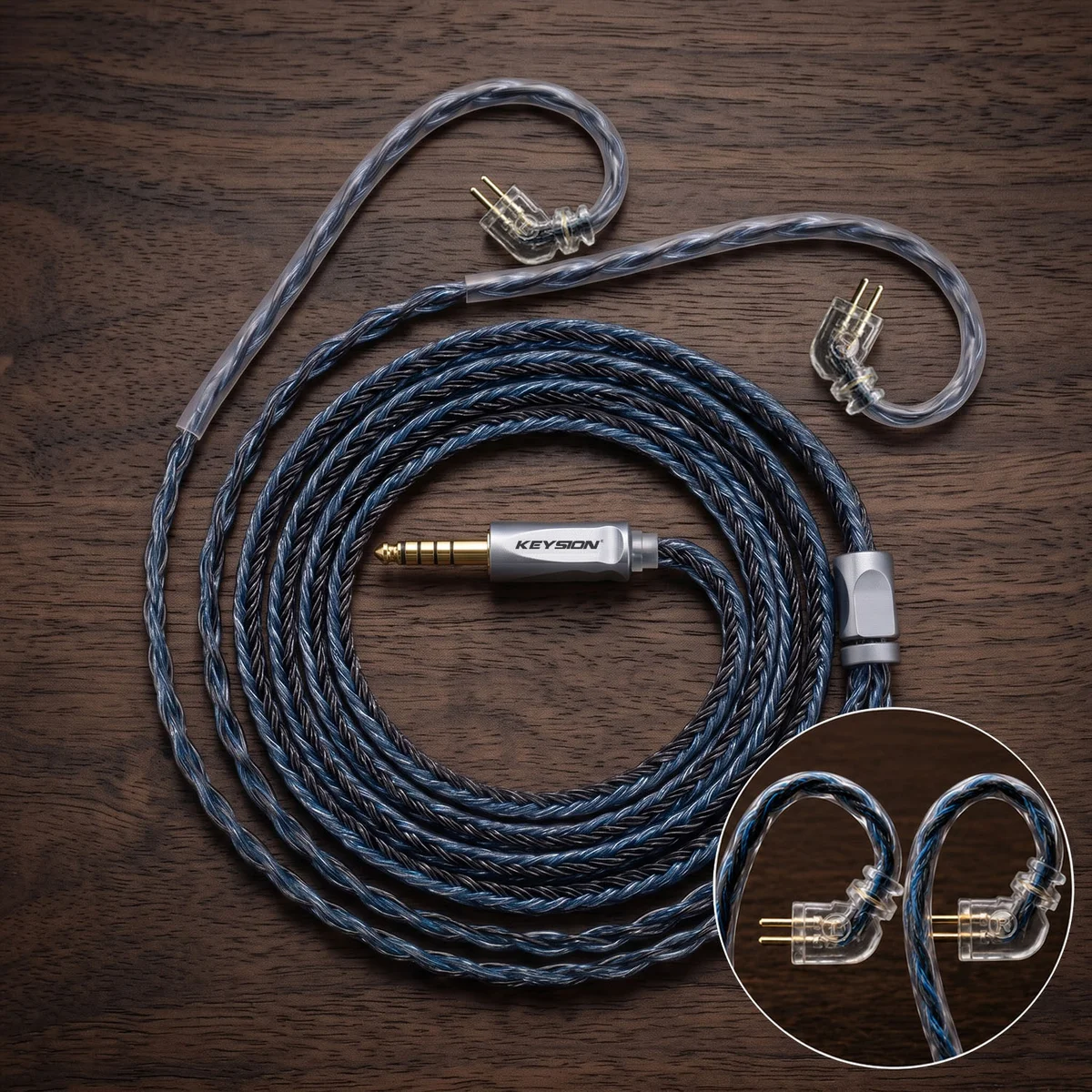 24-Core Blue-Gray Braided 5N OFC HiFi Earphone Upgrade Cable 3