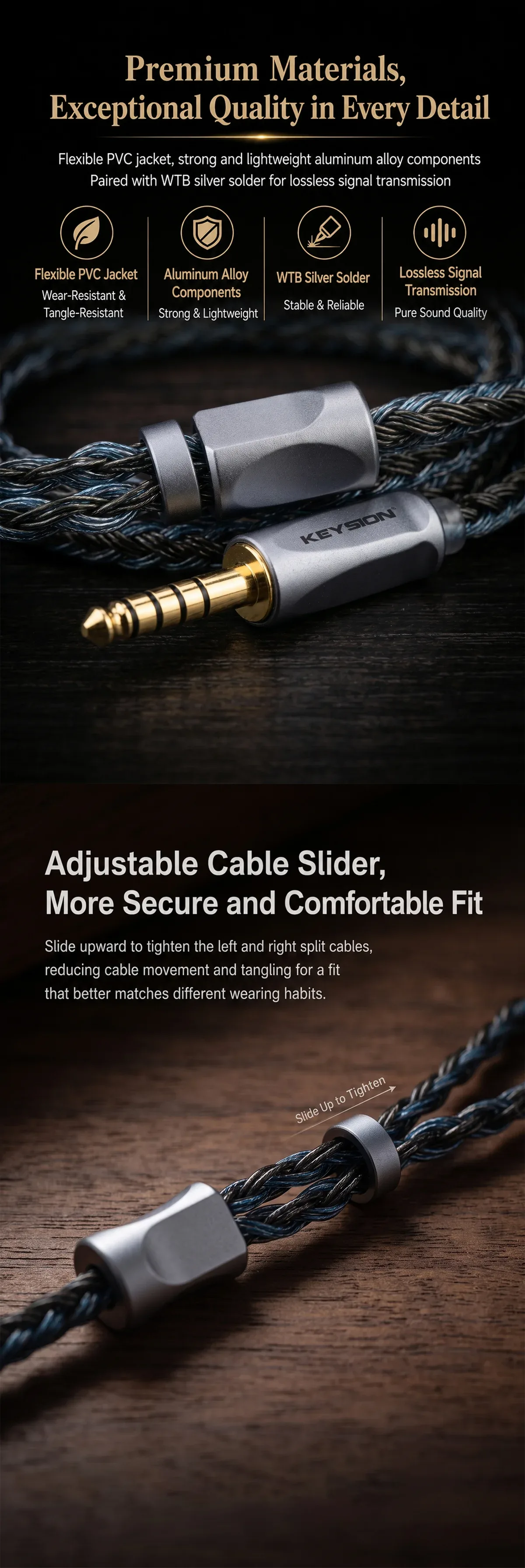 24-Core Blue-Gray Braided 5N OFC HiFi Earphone Upgrade Cable 7