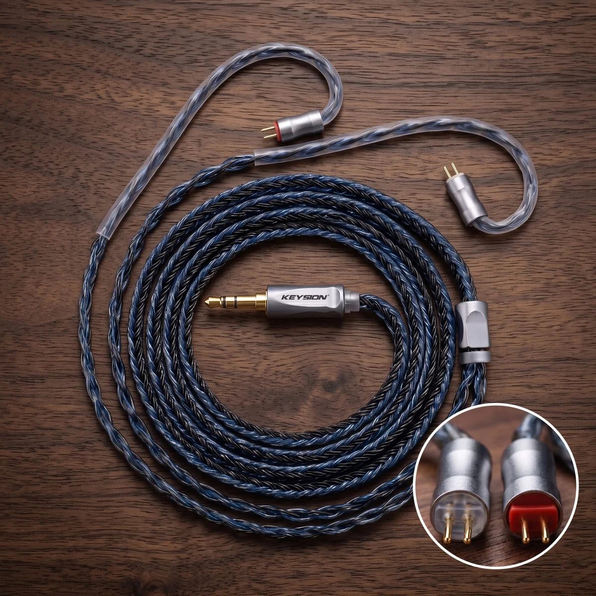 24-Core Blue-Gray Braided 5N OFC HiFi Earphone Upgrade Cable 2