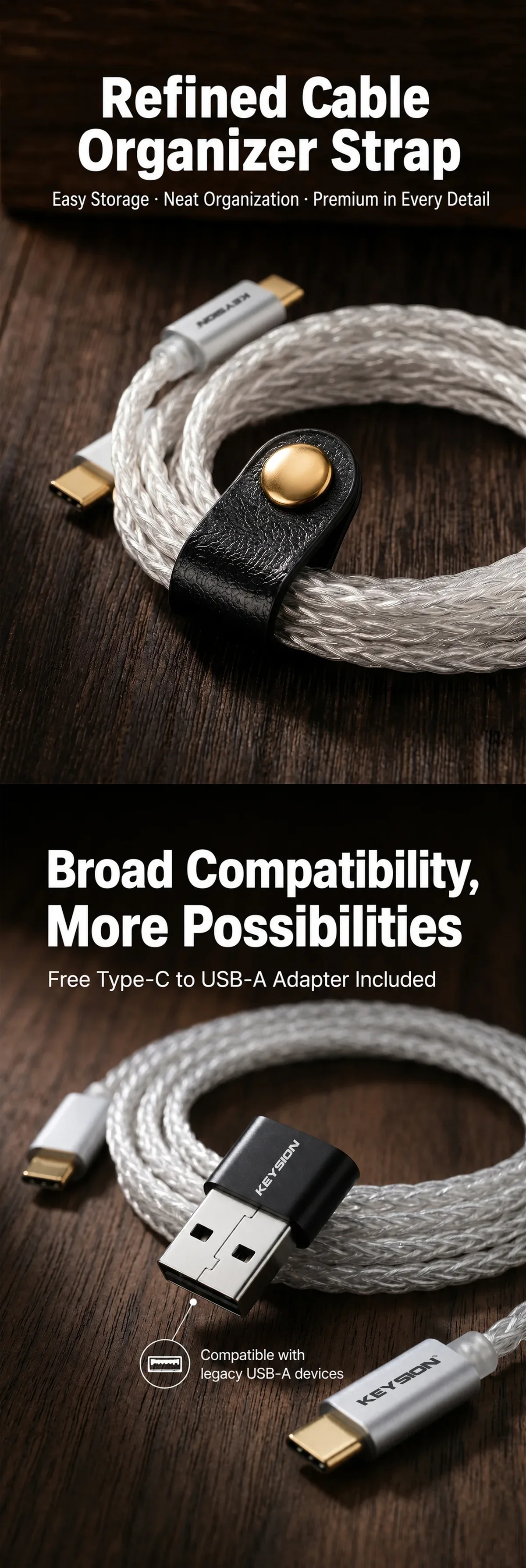 HiFi Dual Type C Silver-Plated OFC OTG Cable 5