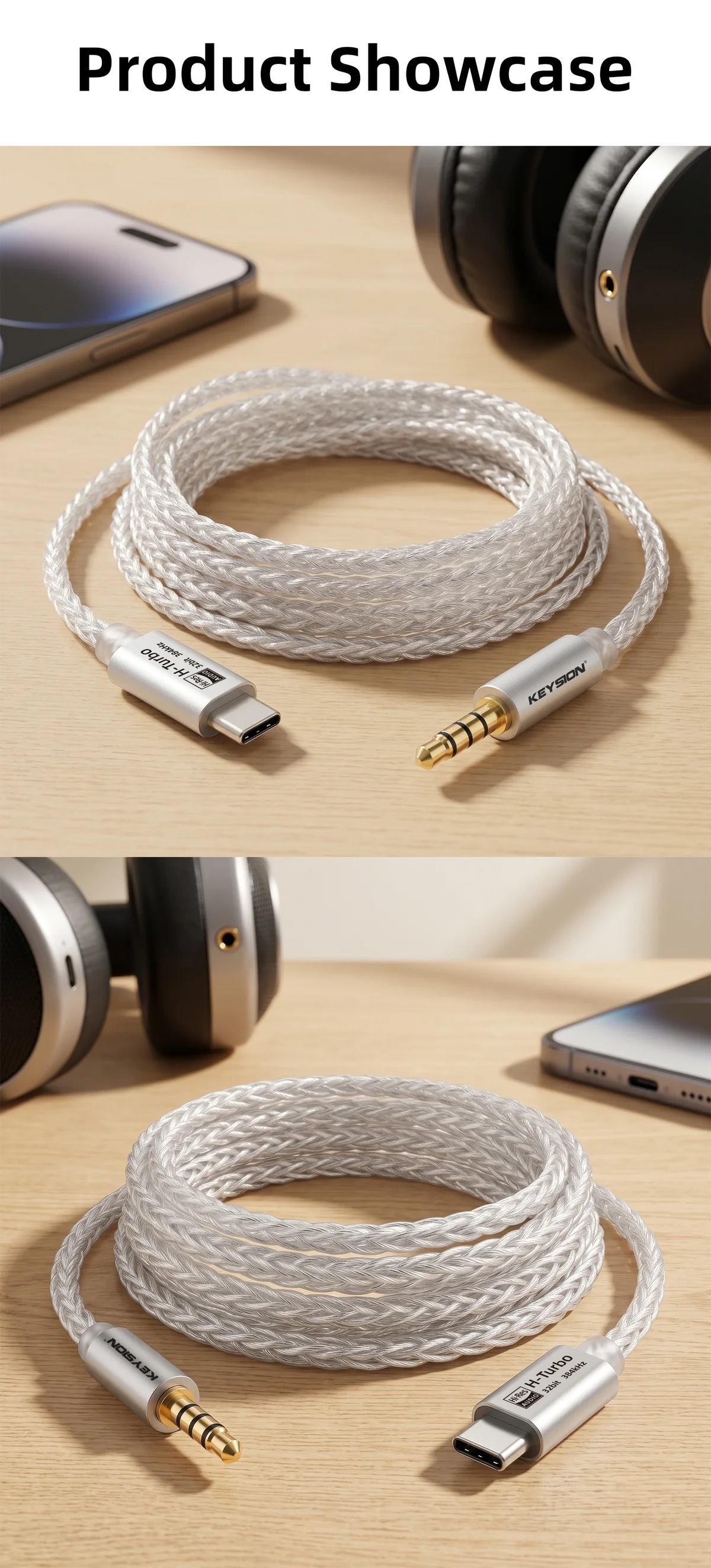 HiFi Oxygen-Free Copper AUX Audio Cable (S1) 8